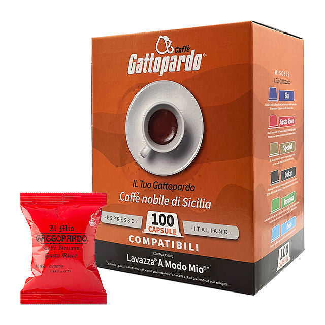 100 Capsule RICCO Compatibili Lavazza A Modo Mio Caffè Gattopardo To.Da