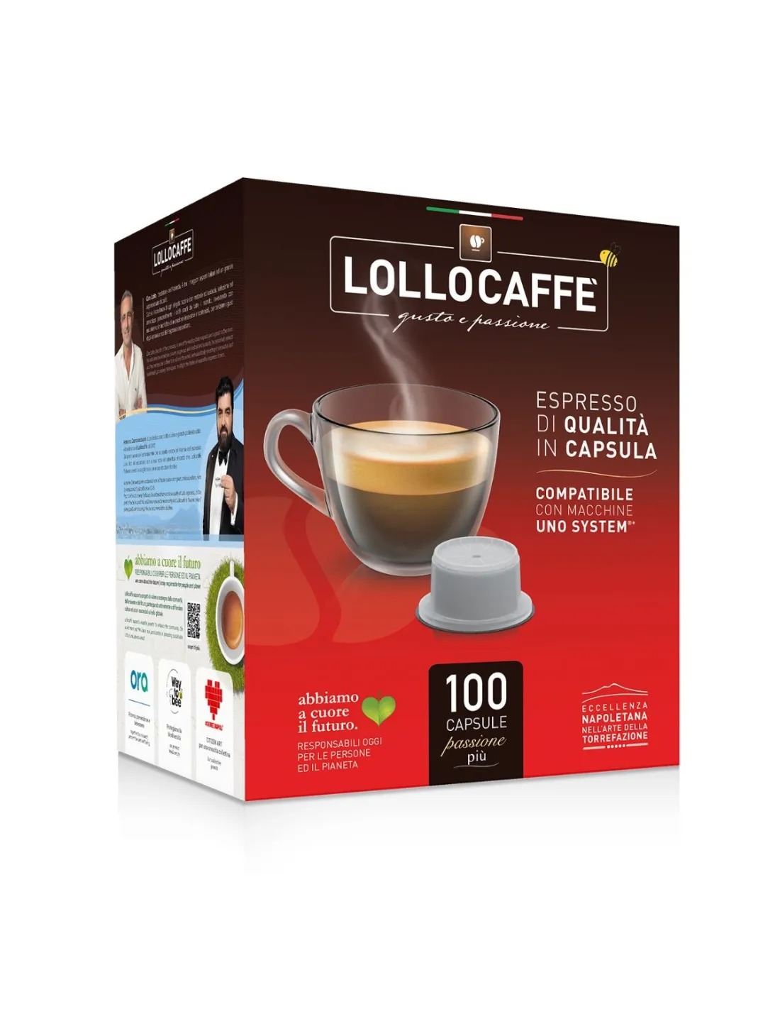 100 Capsule Lollo Compatibili Uno System® Miscela Nera