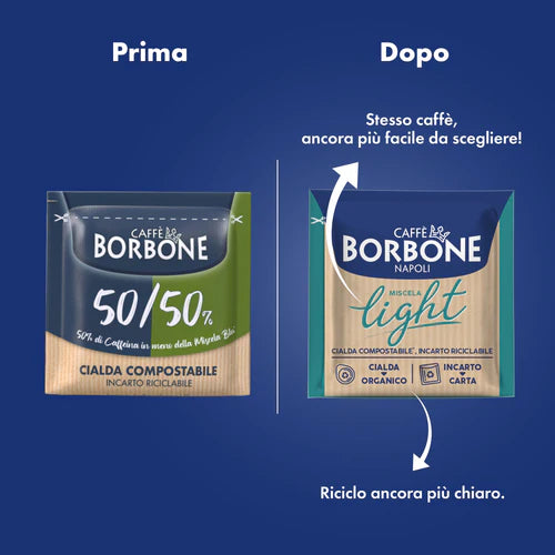 100 LIGHT miscela 50% Blu, 50% Dek - 50 Cialde COMPOSTABILI